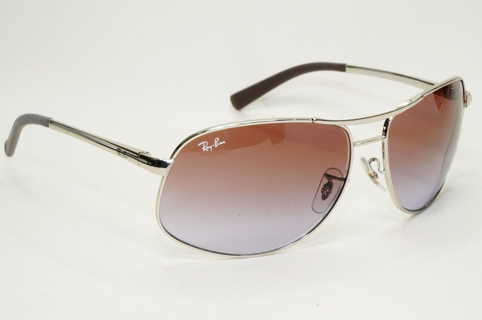 Ray-Ban Sunglasses 2013 Vintage Silver Brown Grey Wrap Pilot RB 3387 003/68 64mm