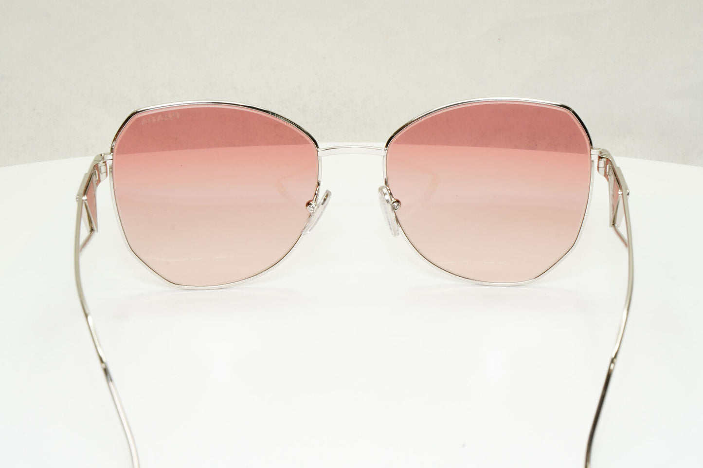 Prada Triangle Logo Sunglasses Silver Pale Red PR57YS SPR 57Y 1BC-09Q 290323
