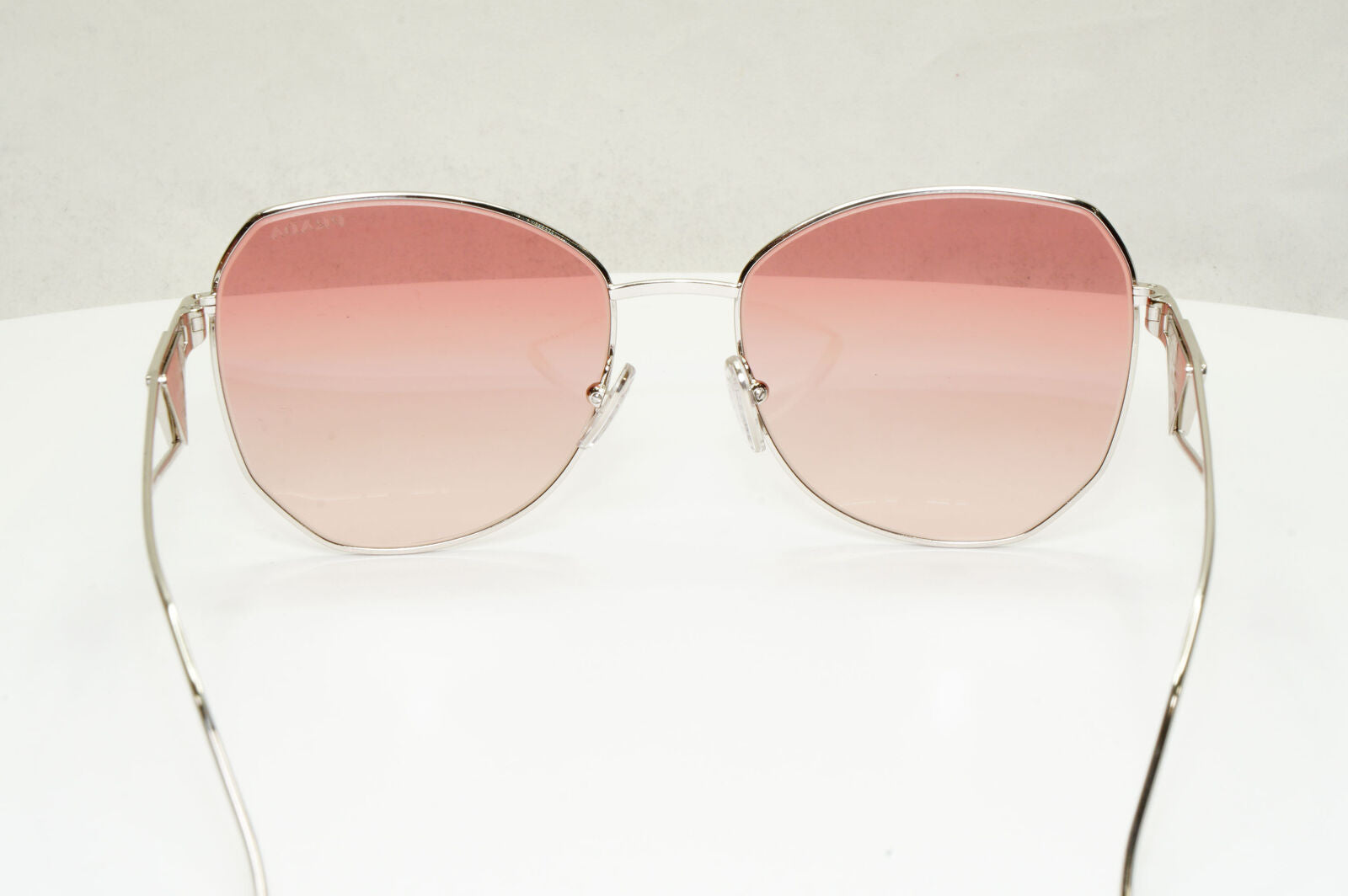 Prada Triangle Logo Sunglasses Silver Pale Red PR57YS SPR 57Y 1BC-09Q 290323