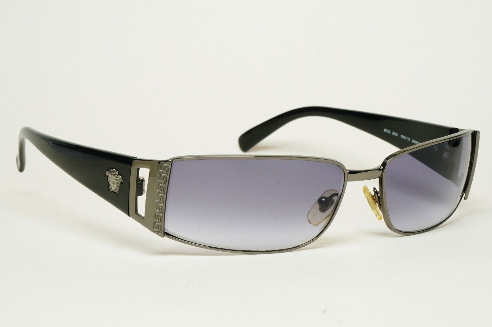 Versace Sunglasses 2003 Vintage Black Gunmetal Rectangle MOD 2021 1001/11 060125