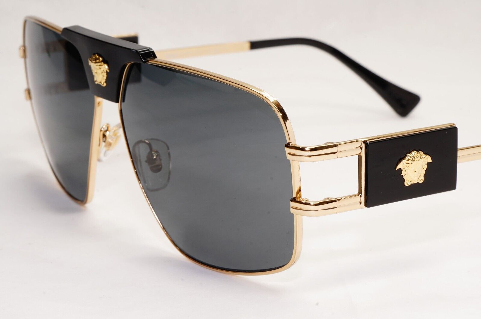 Versace Sunglasses Gold Black Grey Metal Navigator Pilot MOD VE 2251 1002/87