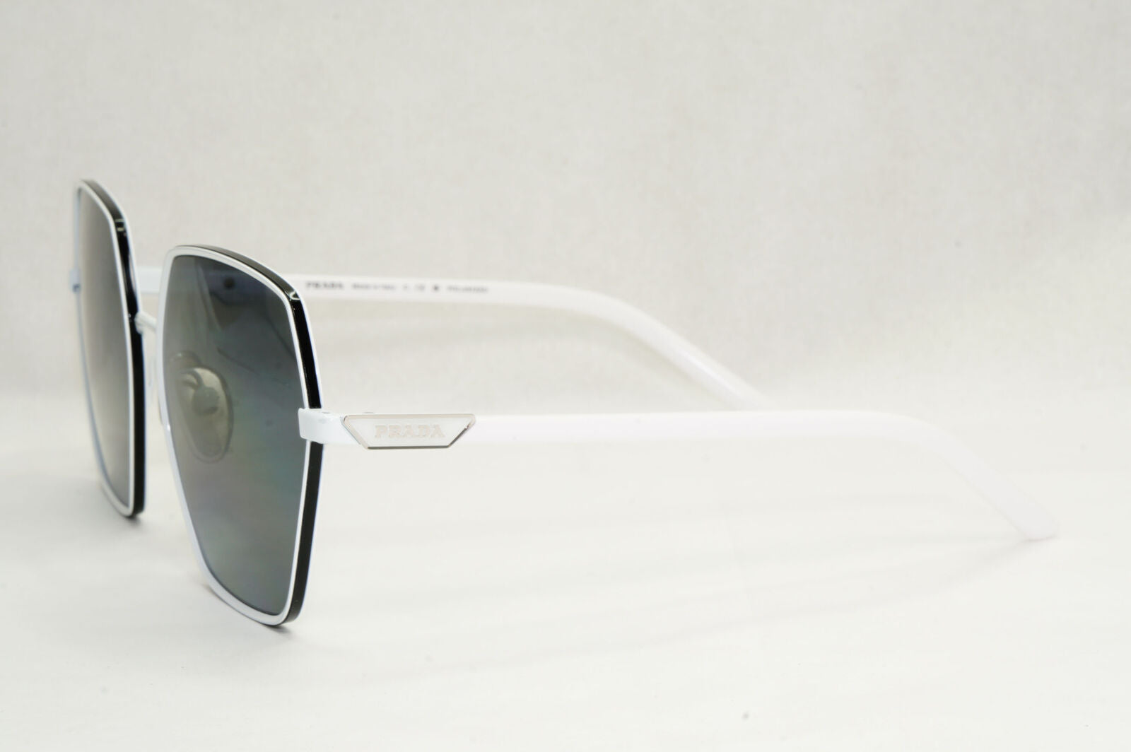 Prada Sunglasses White Polarized Grey Angular Square PR56YS SPR 56Y 461-5Z1 55mm