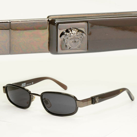 Gianni Versace 1996 Vintage Brown Gunmetal Medusa Sunglasses MOD X29 COL A34