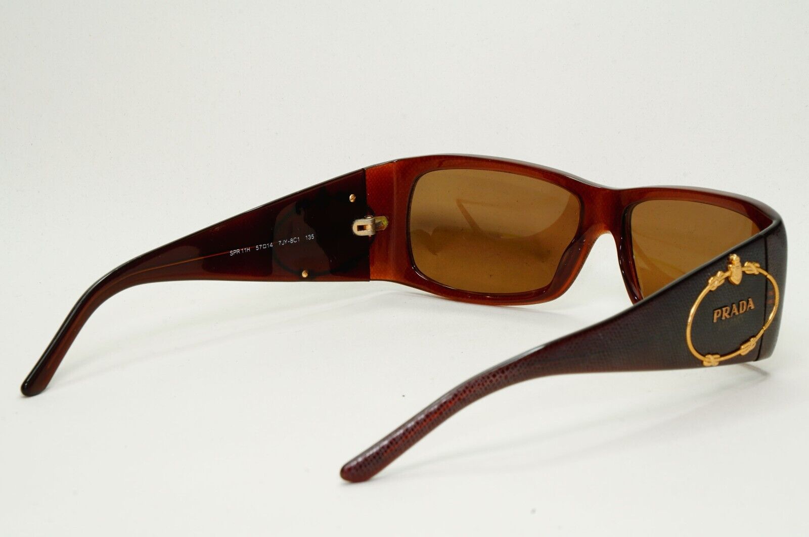 Prada Sunglasses 2007 Vintage Brown Saffiano Crest PR11HS SPR 11H 7JY-8C1 061024
