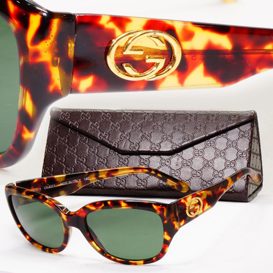 Gucci Sunglasses 1996 Vintage Brown Gold Green Square GG 2183/S 02Y 56mm 111223